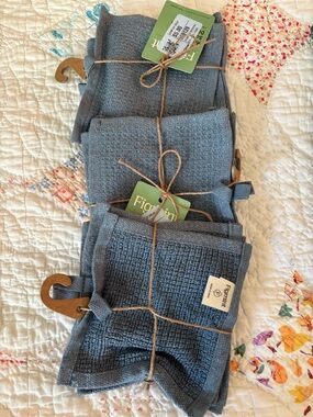 Total 12 (3 sets of 4) Blue Waffle Weave Kitchen 6in x 6in Towel - Figmint